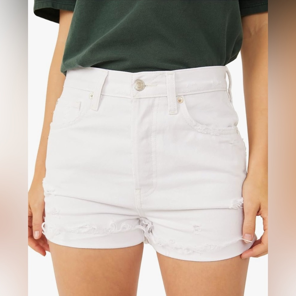 Free People Jean Shorts Lasso White Denim Cotton Cutoff Womens Size 26
